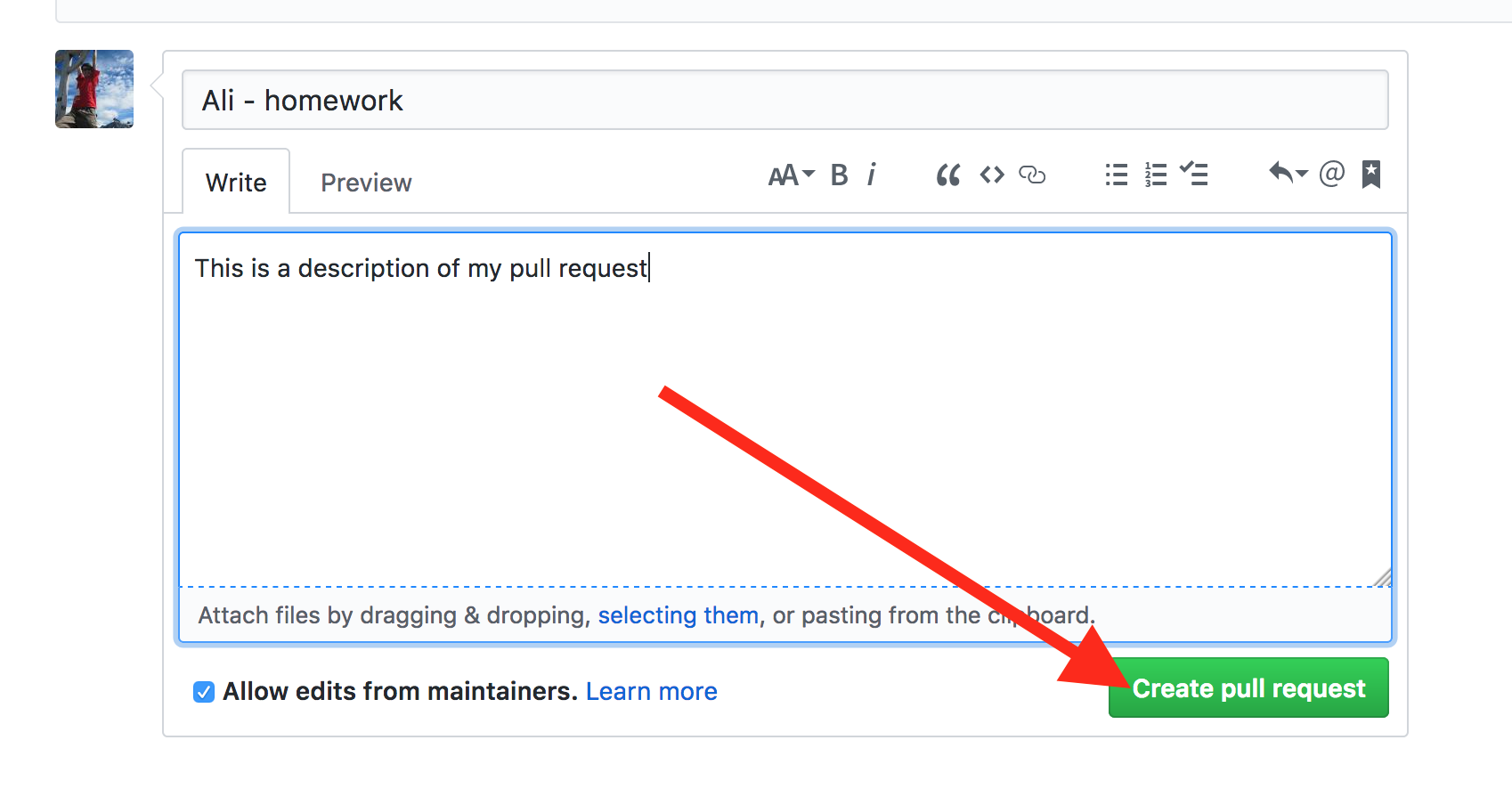 Create pull request