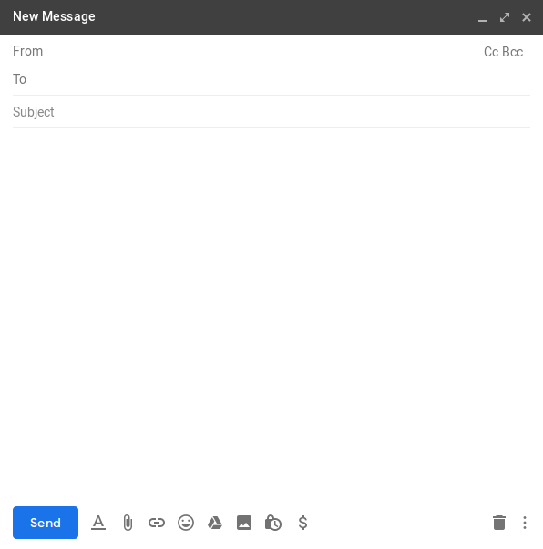 Screenshot of the Gmail form to send an email